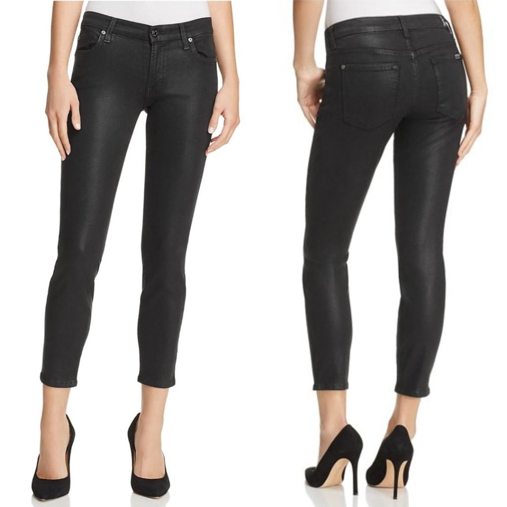 7 For All Mankind Black‎ Ankle Low Rise Skinny Jeans Minimalist Biker